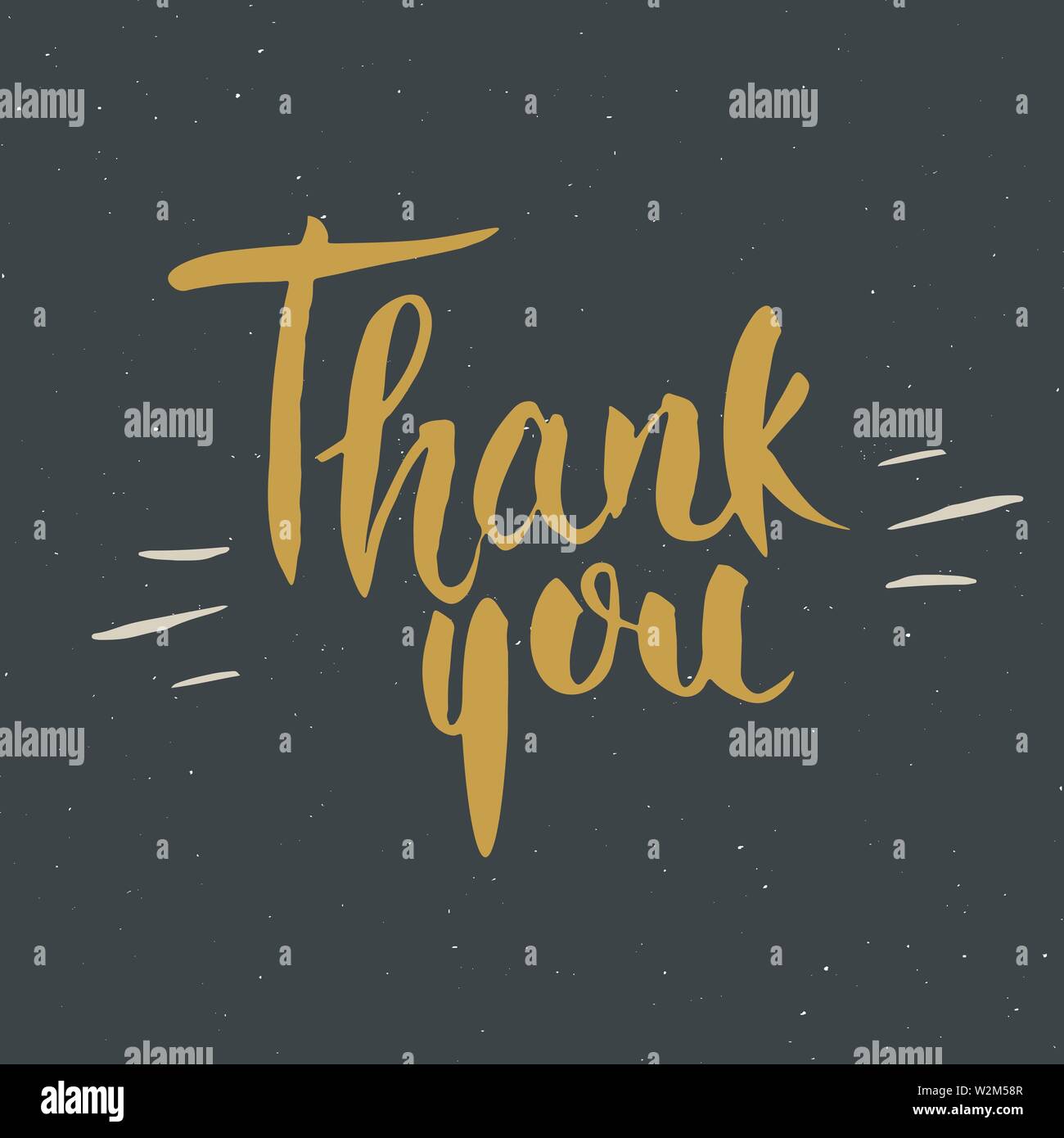 Thank you lettering quote, Hand drawn calligraphic sign. Vector illustration. Stock Vector