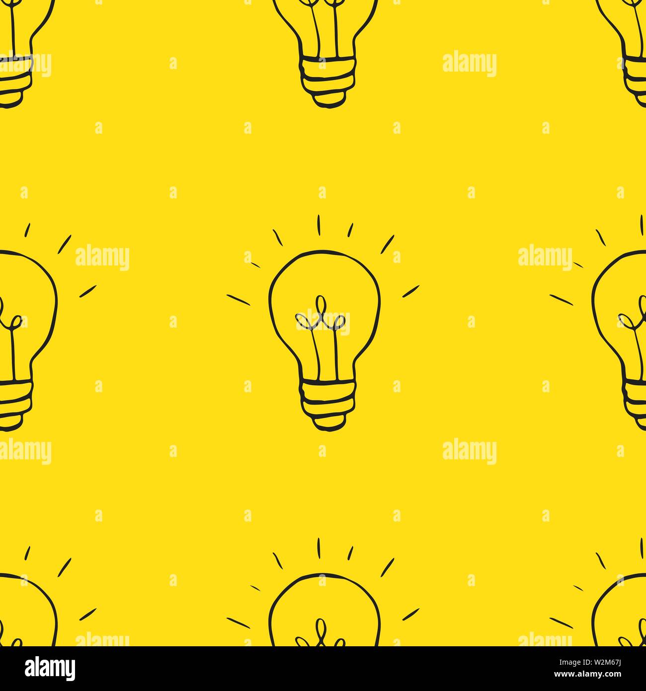 Light bulb Seamless Pattern hand drawn. Vector Illustration Stock ...
