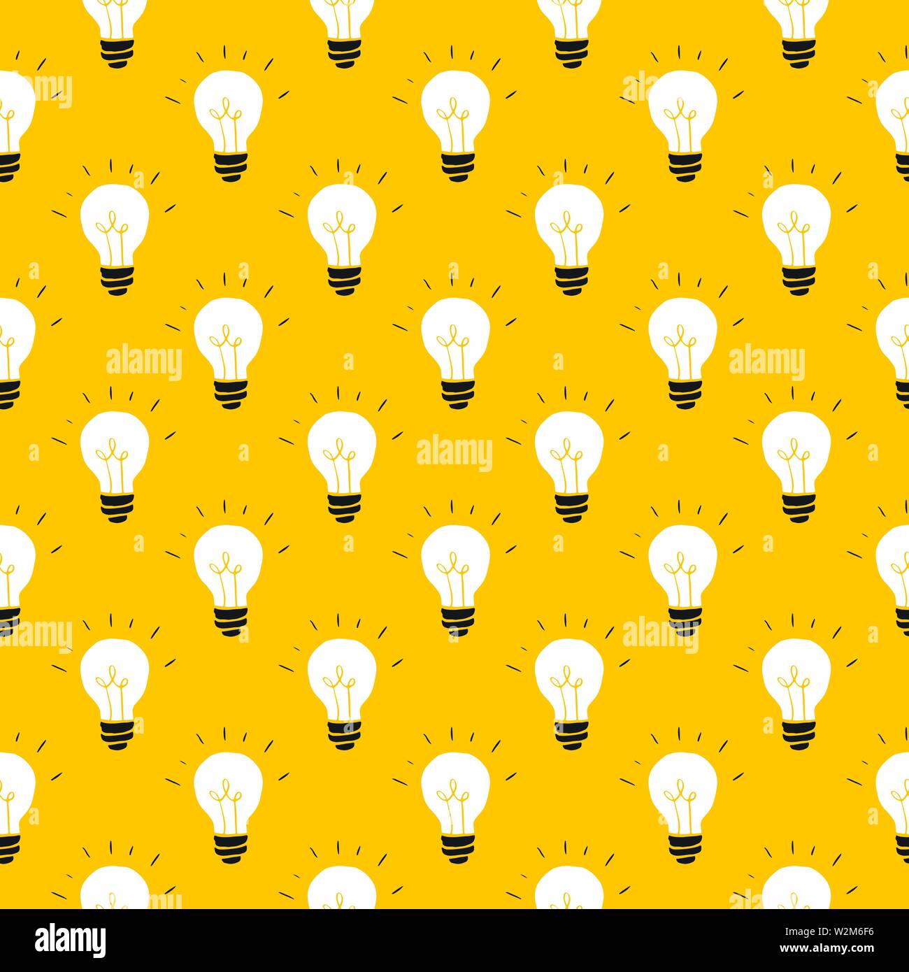 Light bulb Seamless Pattern hand drawn. Vector Illustration Stock ...