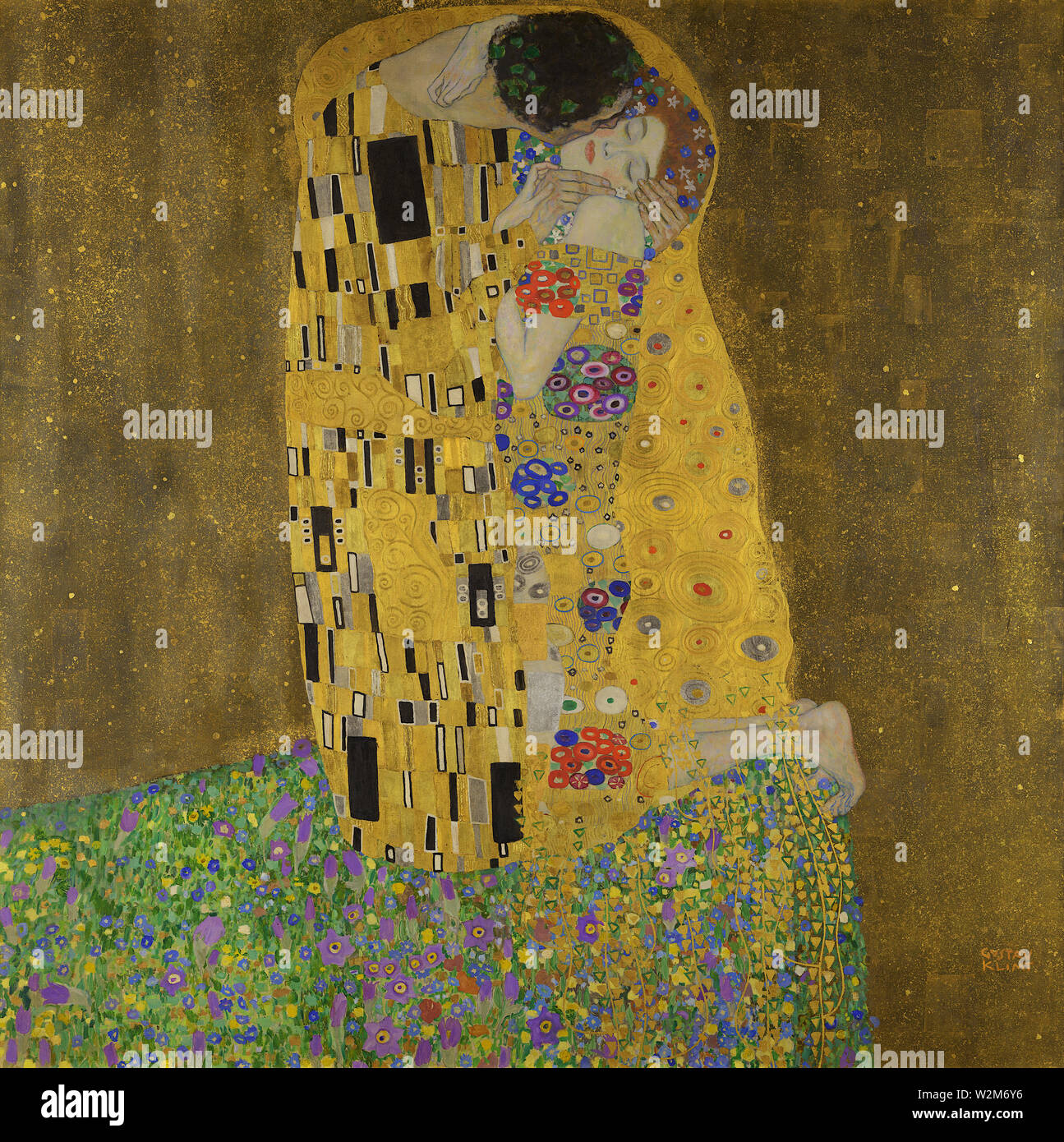 The Kiss (Der Kuss) (1908) painting by Gustav Klimt - Very high resolution and quality image Stock Photo