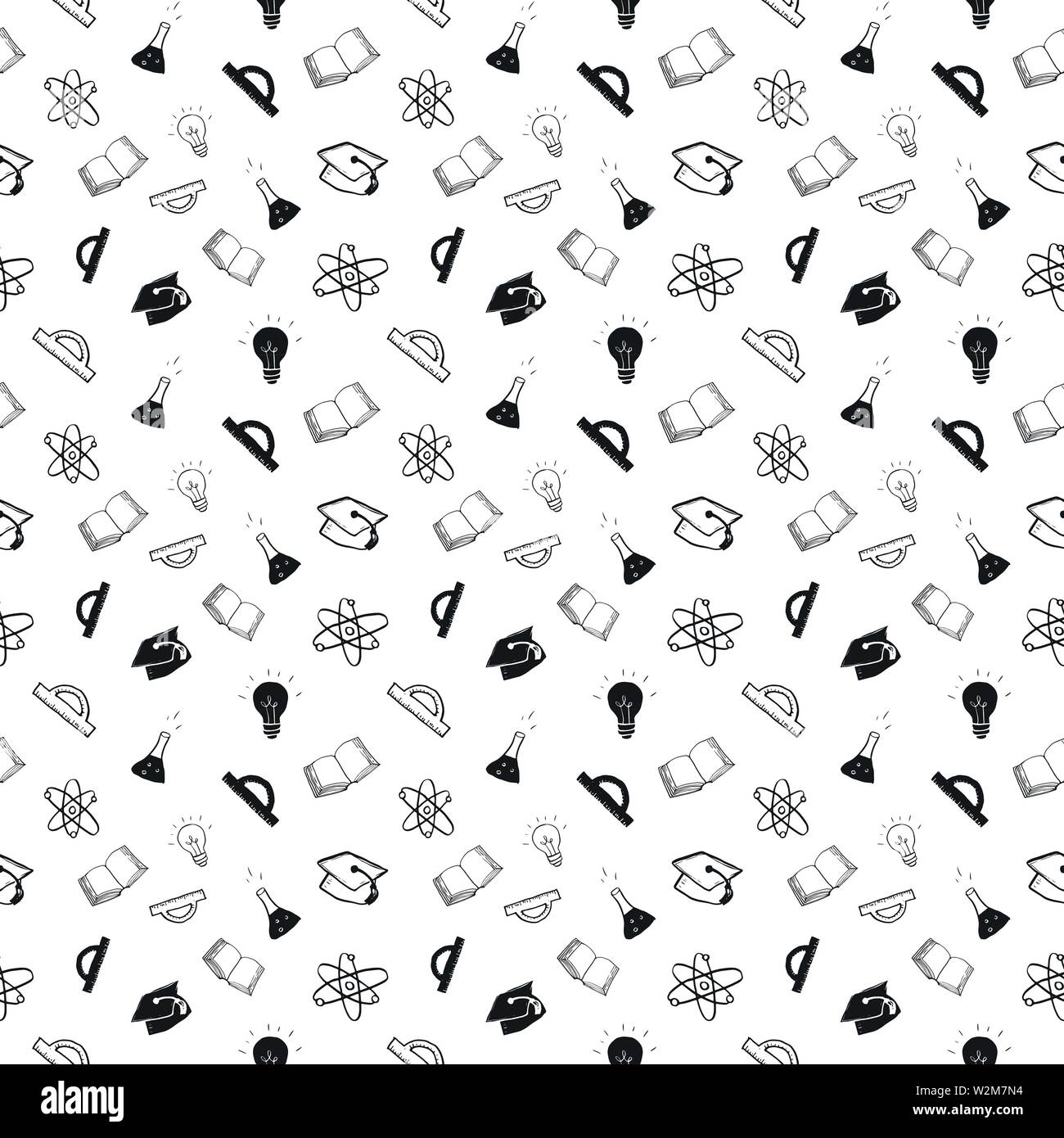 School seamless pattern Hand Drawn Doodles, Vector Illustration Stock ...