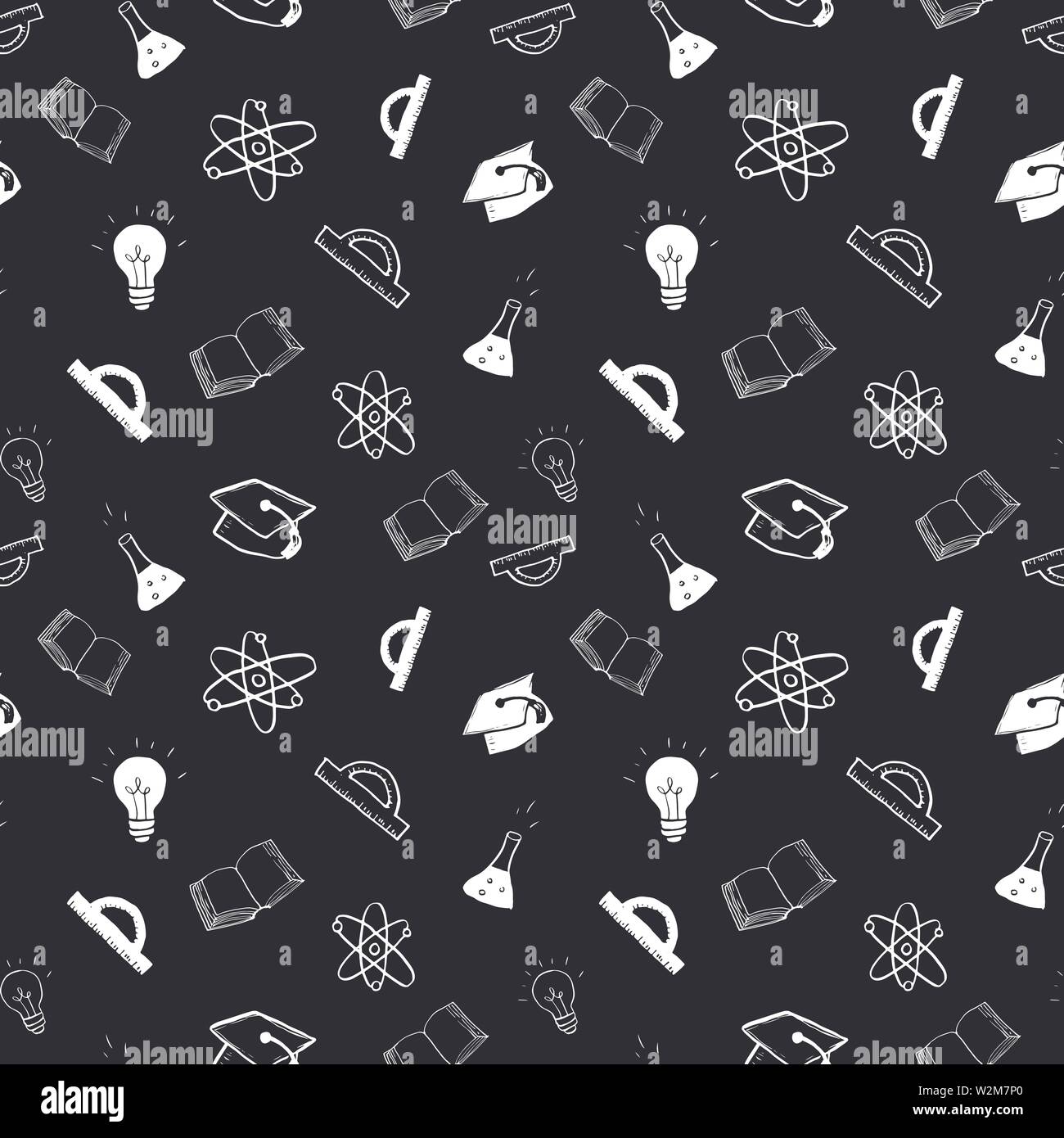 School seamless pattern Hand Drawn Doodles, Vector Illustration Stock ...