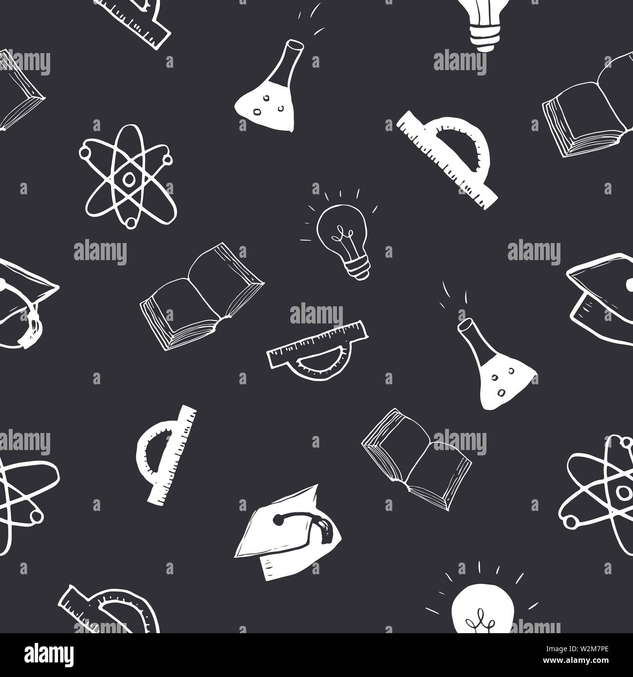 School seamless pattern Hand Drawn Doodles, Vector Illustration Stock ...
