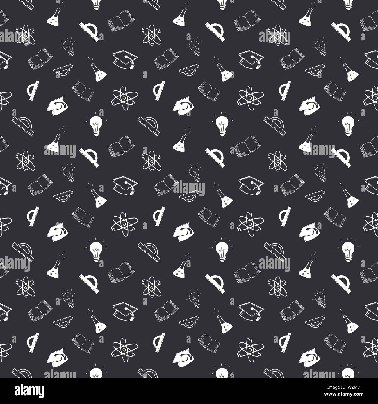 School seamless pattern Hand Drawn Doodles, Vector Illustration Stock ...