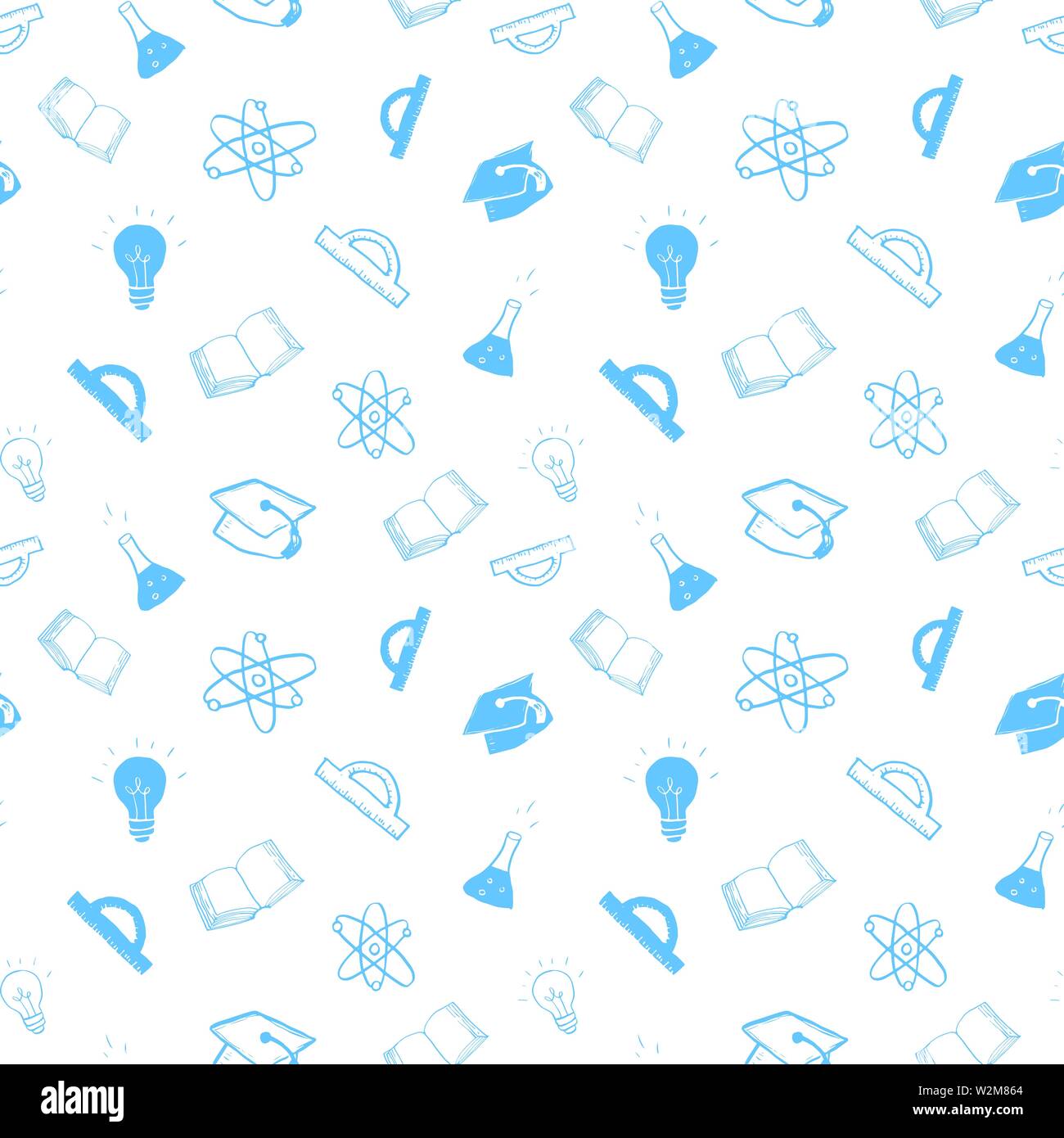 School seamless pattern Hand Drawn Doodles, Vector Illustration Stock Vector