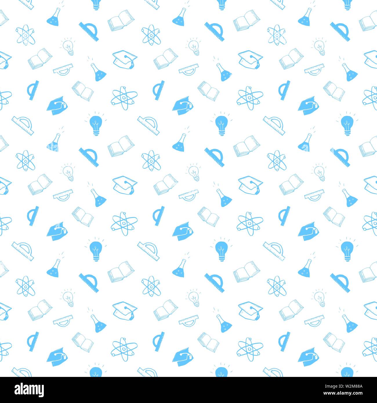 School seamless pattern Hand Drawn Doodles, Vector Illustration Stock Vector