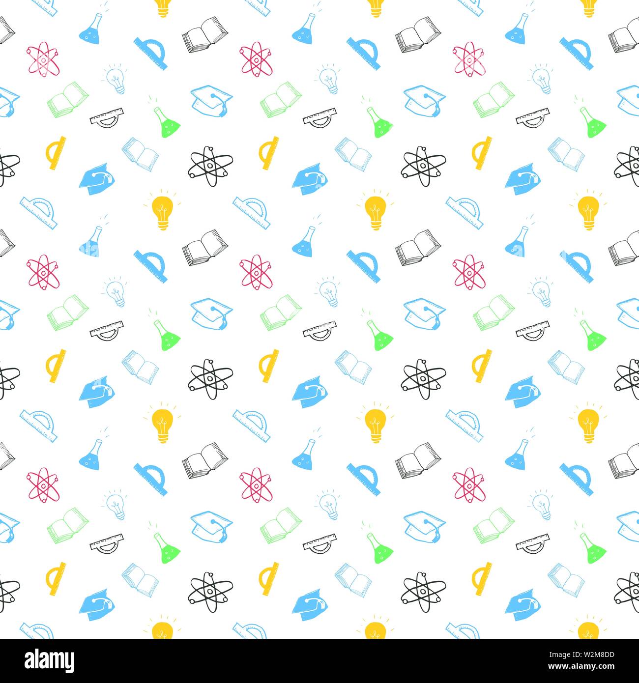 School seamless pattern Hand Drawn Doodles, Vector Illustration Stock ...