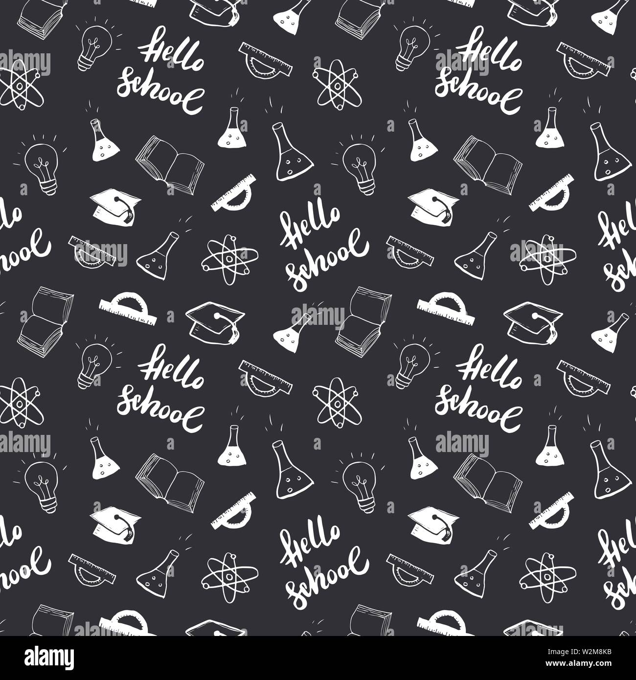 School seamless pattern Hand Drawn Doodles, Vector Illustration Stock ...