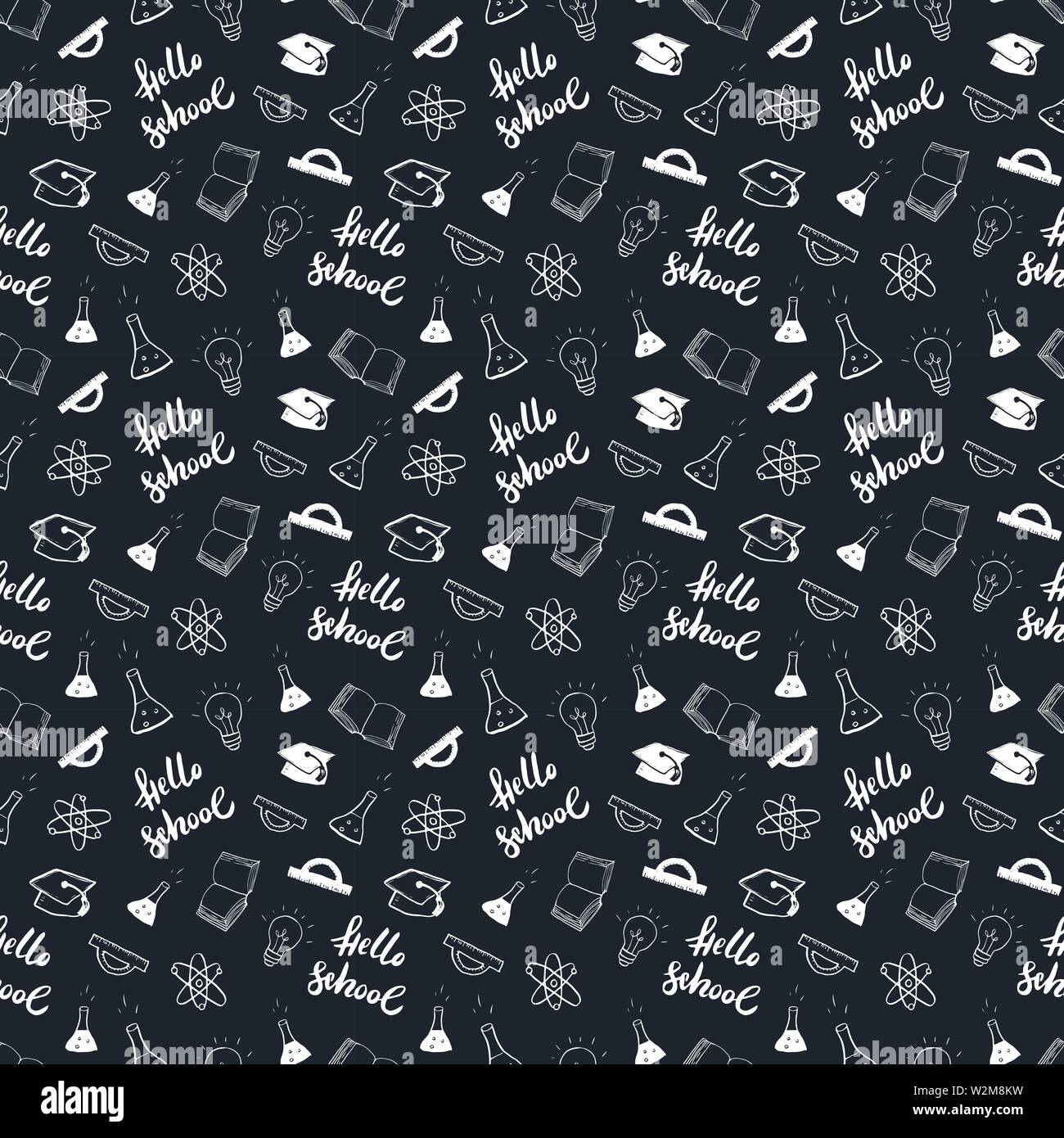 School seamless pattern Hand Drawn Doodles, Vector Illustration Stock ...