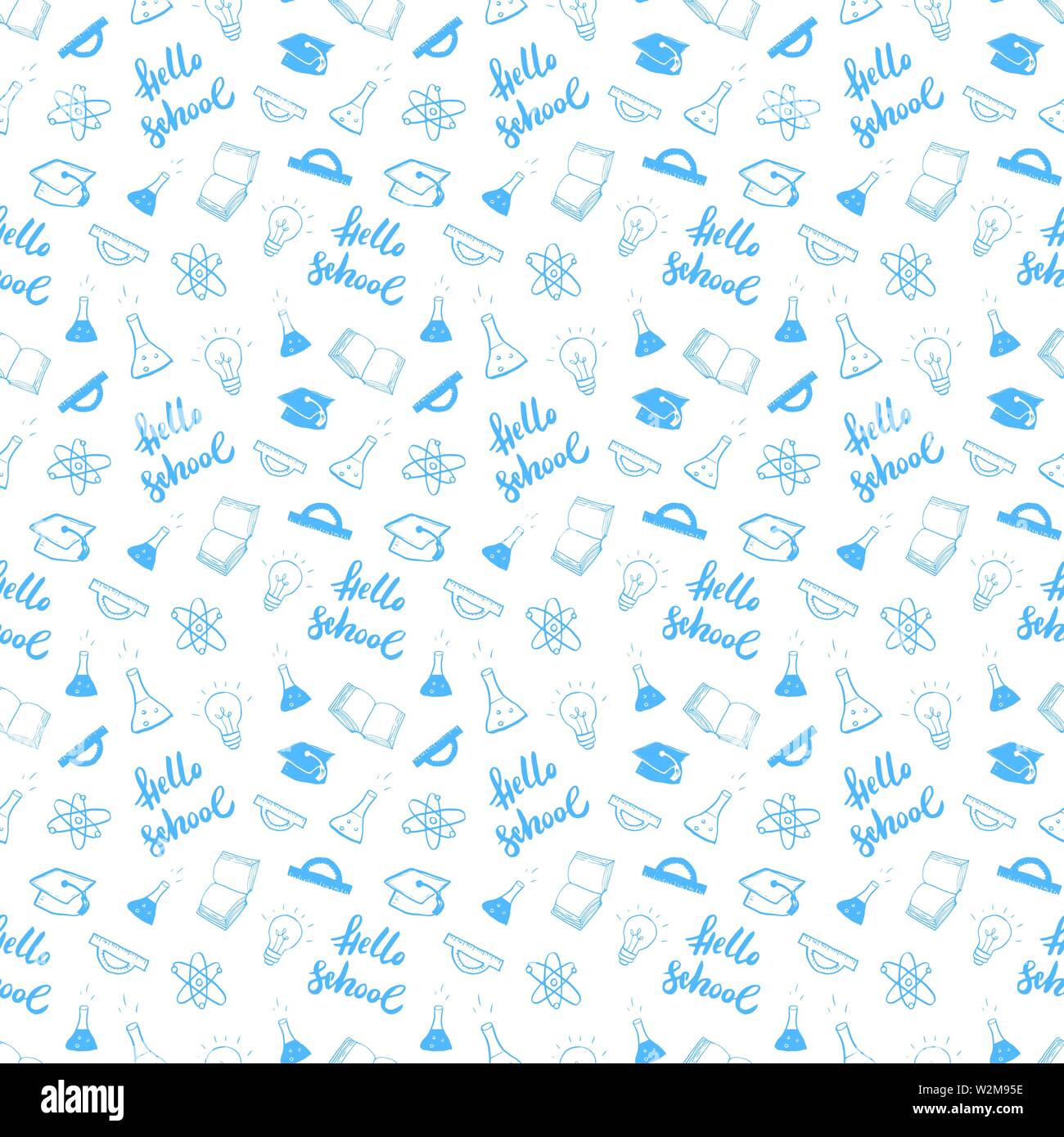 School seamless pattern Hand Drawn Doodles, Vector Illustration Stock ...