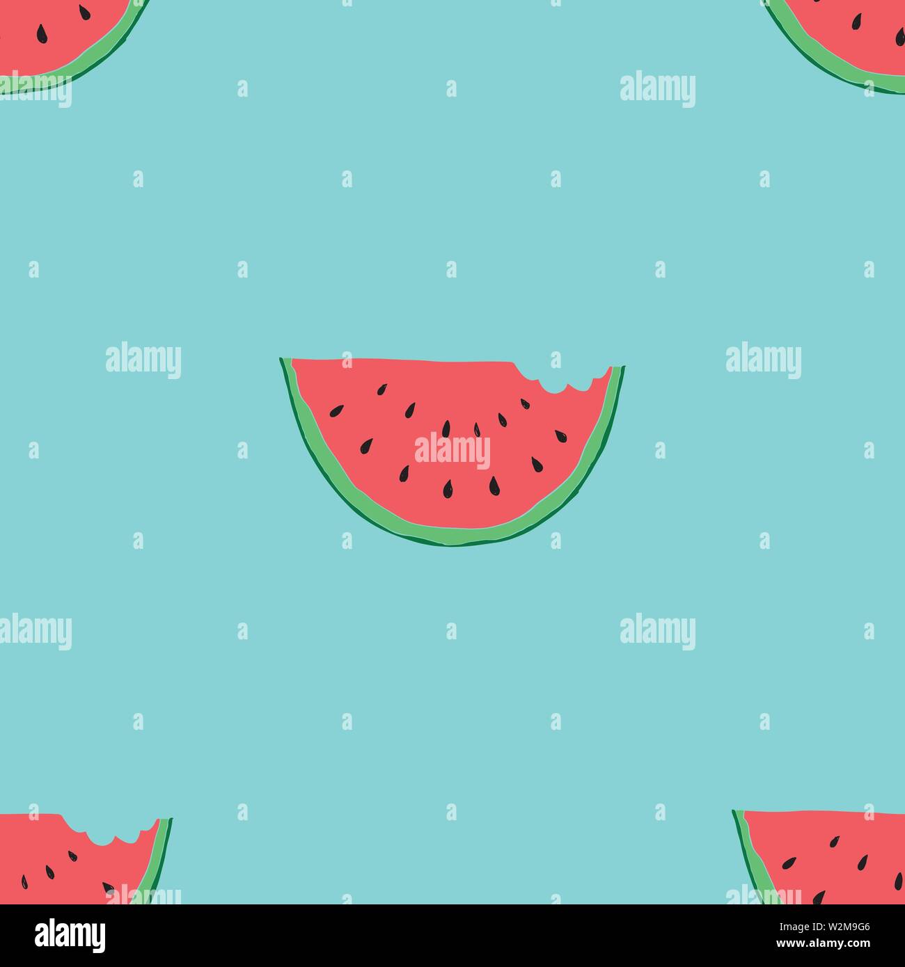 Watermelon Seamless Pattern hand drawn. Vector Illustration Stock ...