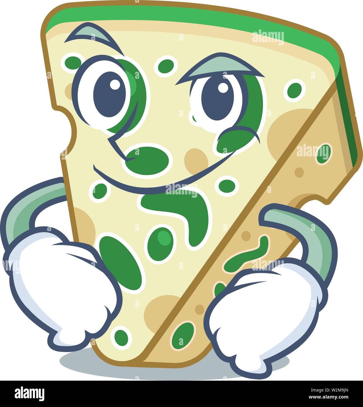 Smirking blue cheese served in cartoon plate Stock Vector Image & Art