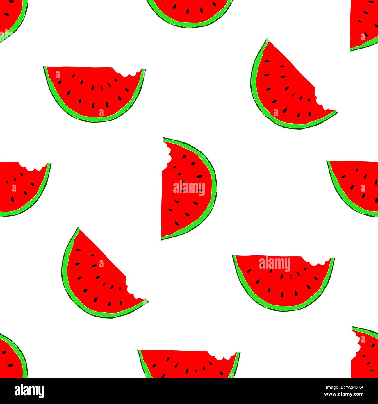 Watermelon Seamless Pattern hand drawn. Vector Illustration Stock ...
