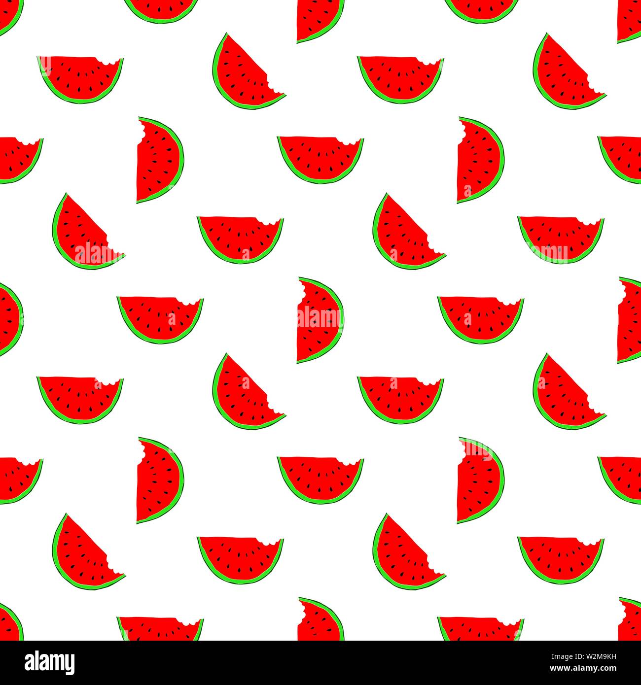 Watermelon Seamless Pattern hand drawn. Vector Illustration Stock ...