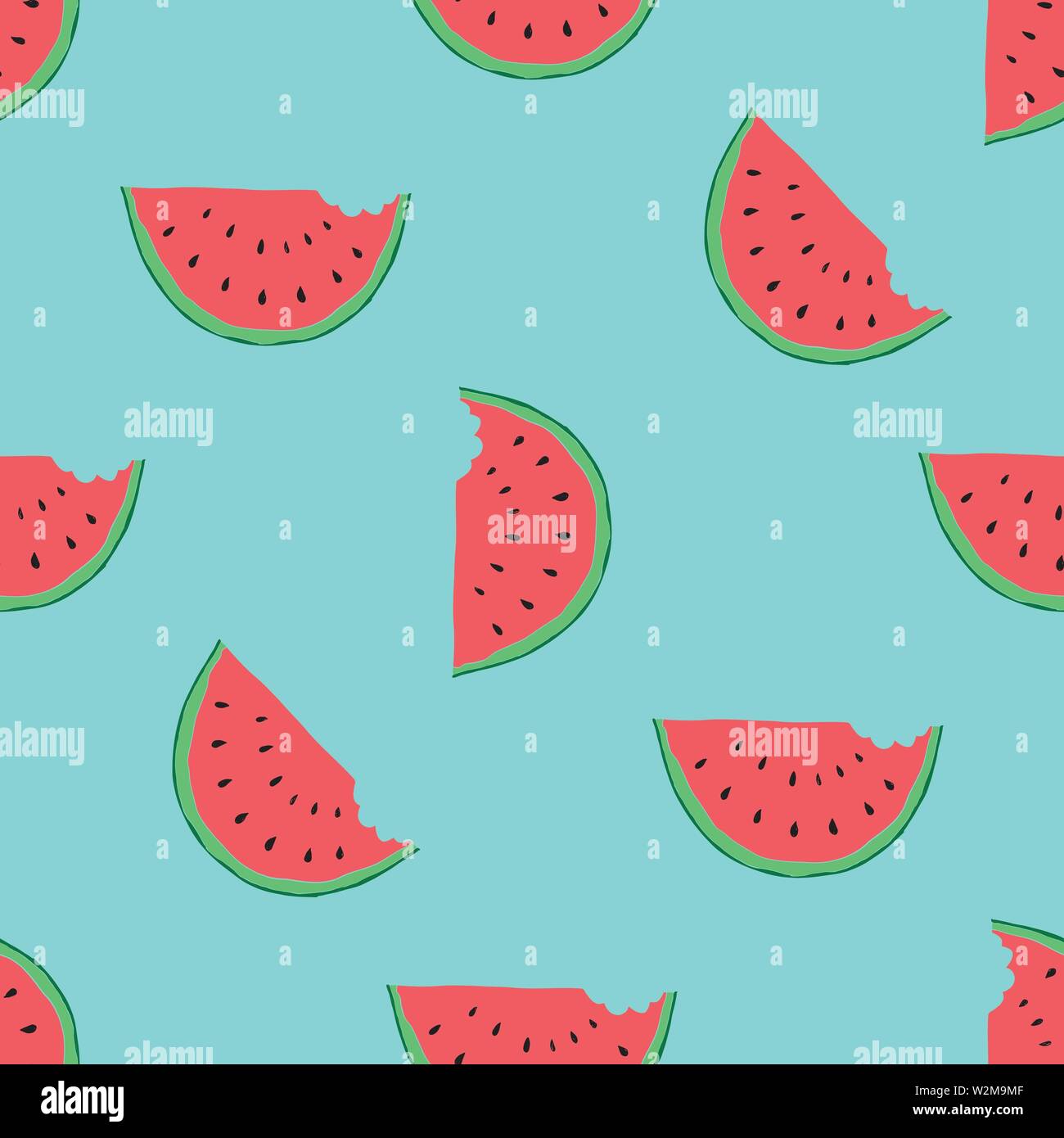 Watermelon Seamless Pattern hand drawn. Vector Illustration Stock ...