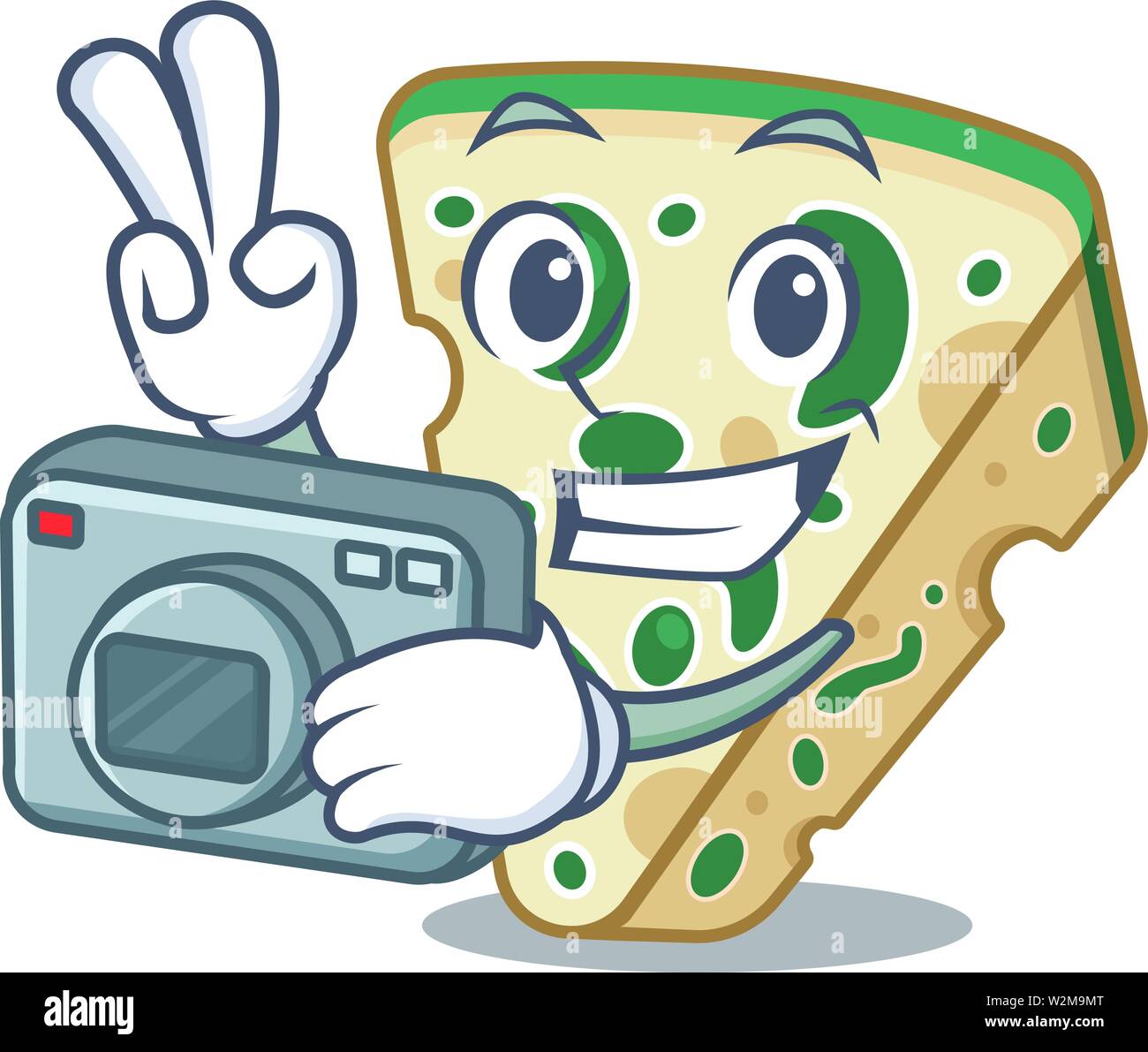 Photographer blue cheese in the character fridge Stock Vector Image