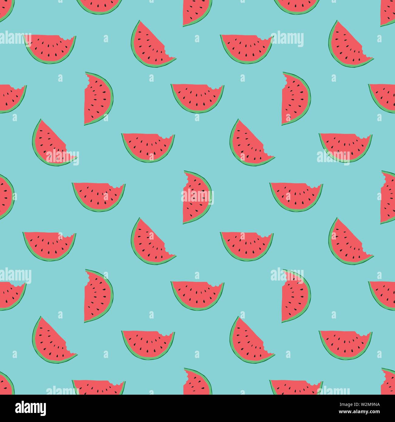 Watermelon Seamless Pattern hand drawn. Vector Illustration Stock ...