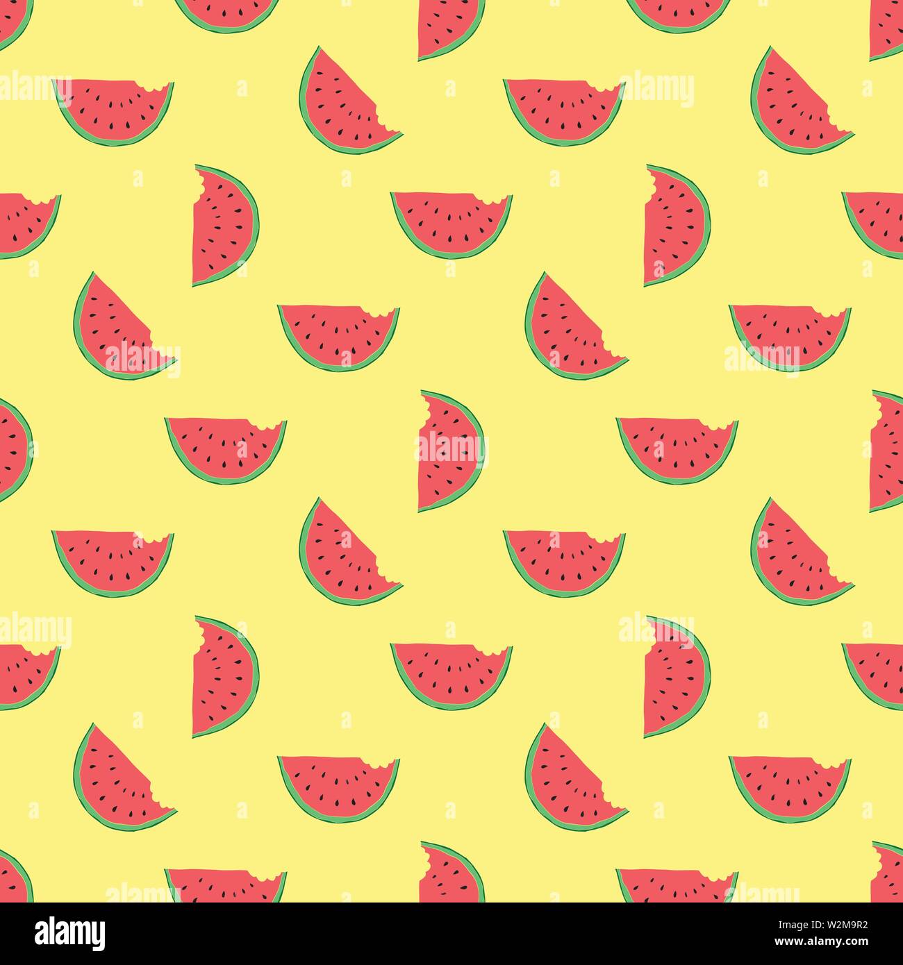 Watermelon Seamless Pattern hand drawn. Vector Illustration Stock ...