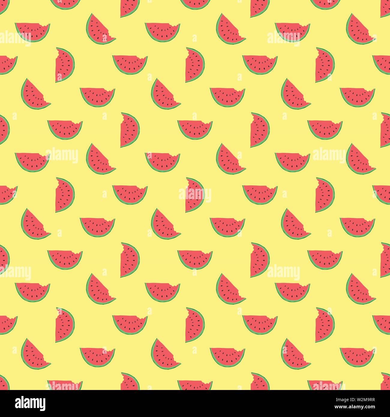 Watermelon Seamless Pattern hand drawn. Vector Illustration Stock ...