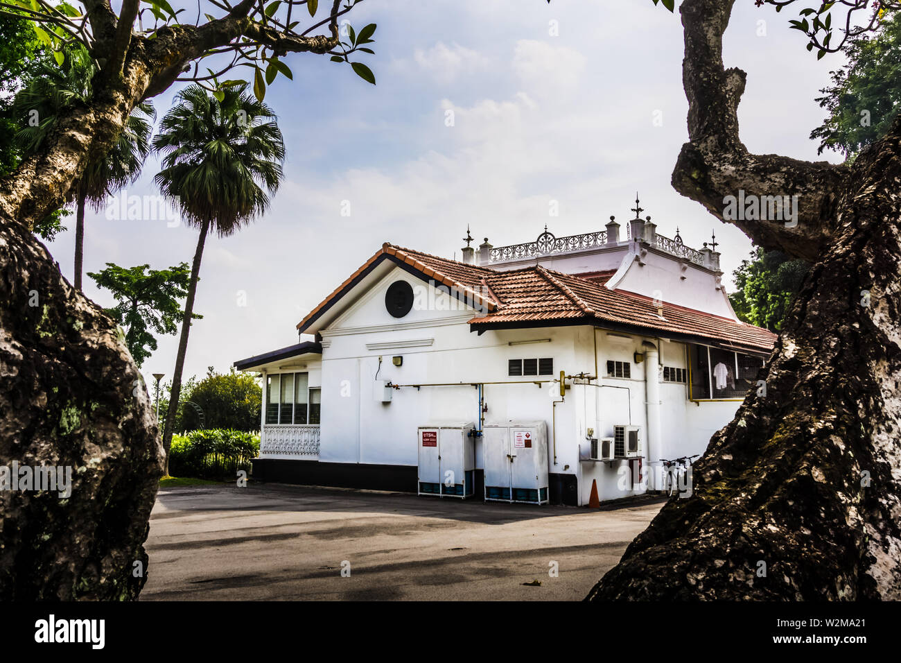 Singapore - Sept 30, 2018: Beaulieu House, built sometime in the 1910s, is located at Sembawang Park in Singapore, overlooking the Straits of Johor. Stock Photo