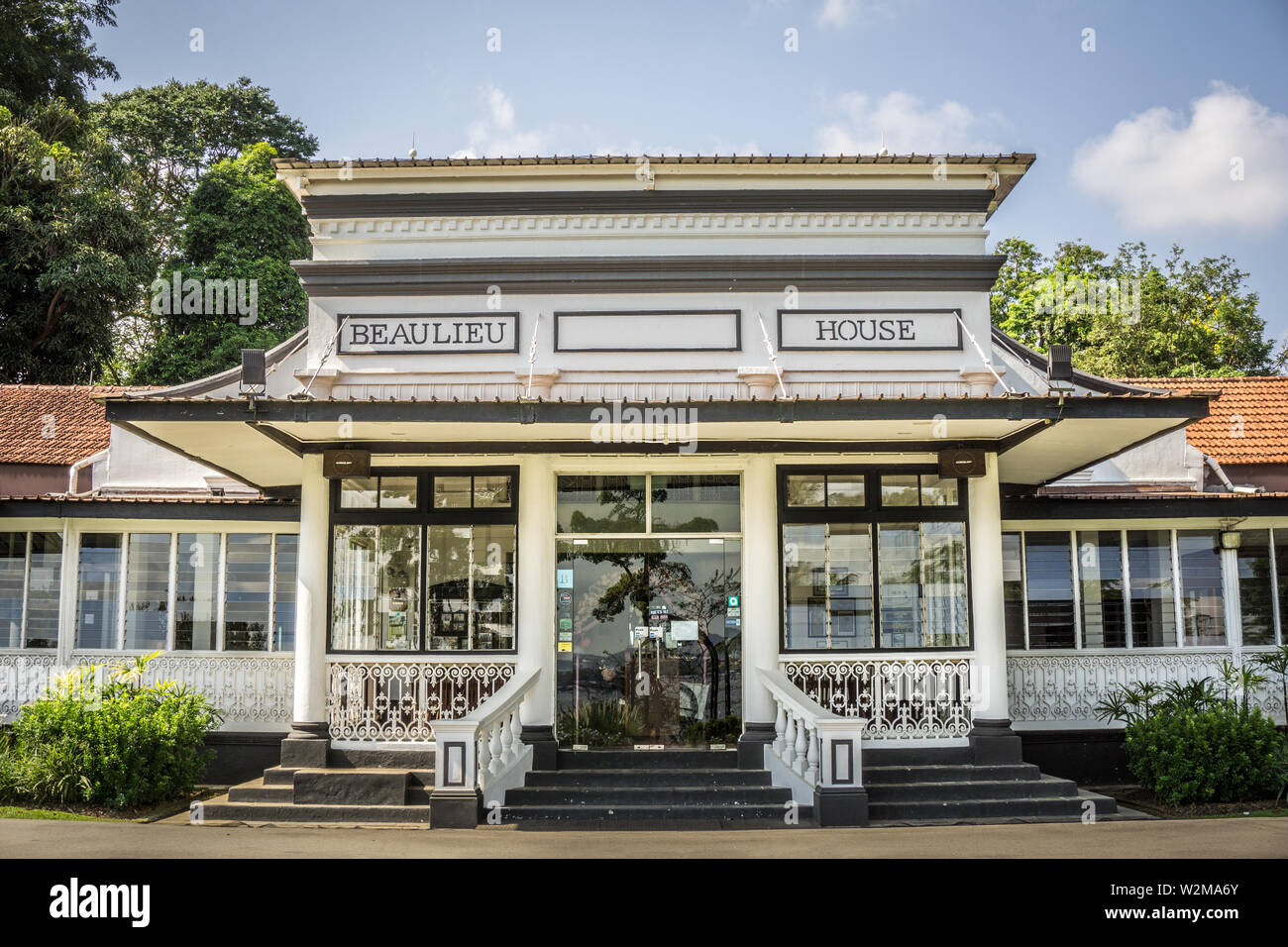Singapore - Sept 30, 2018: Beaulieu House, built sometime in the 1910s, is located at Sembawang Park in Singapore, overlooking the Straits of Johor. Stock Photo