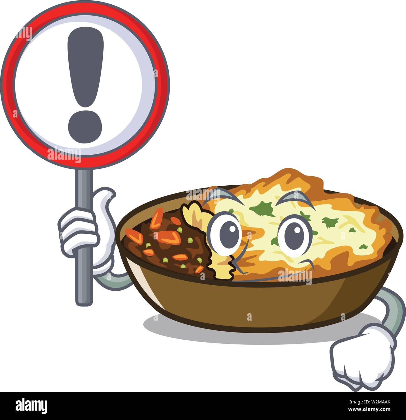With sign gratin is served into character plates Stock Vector Image