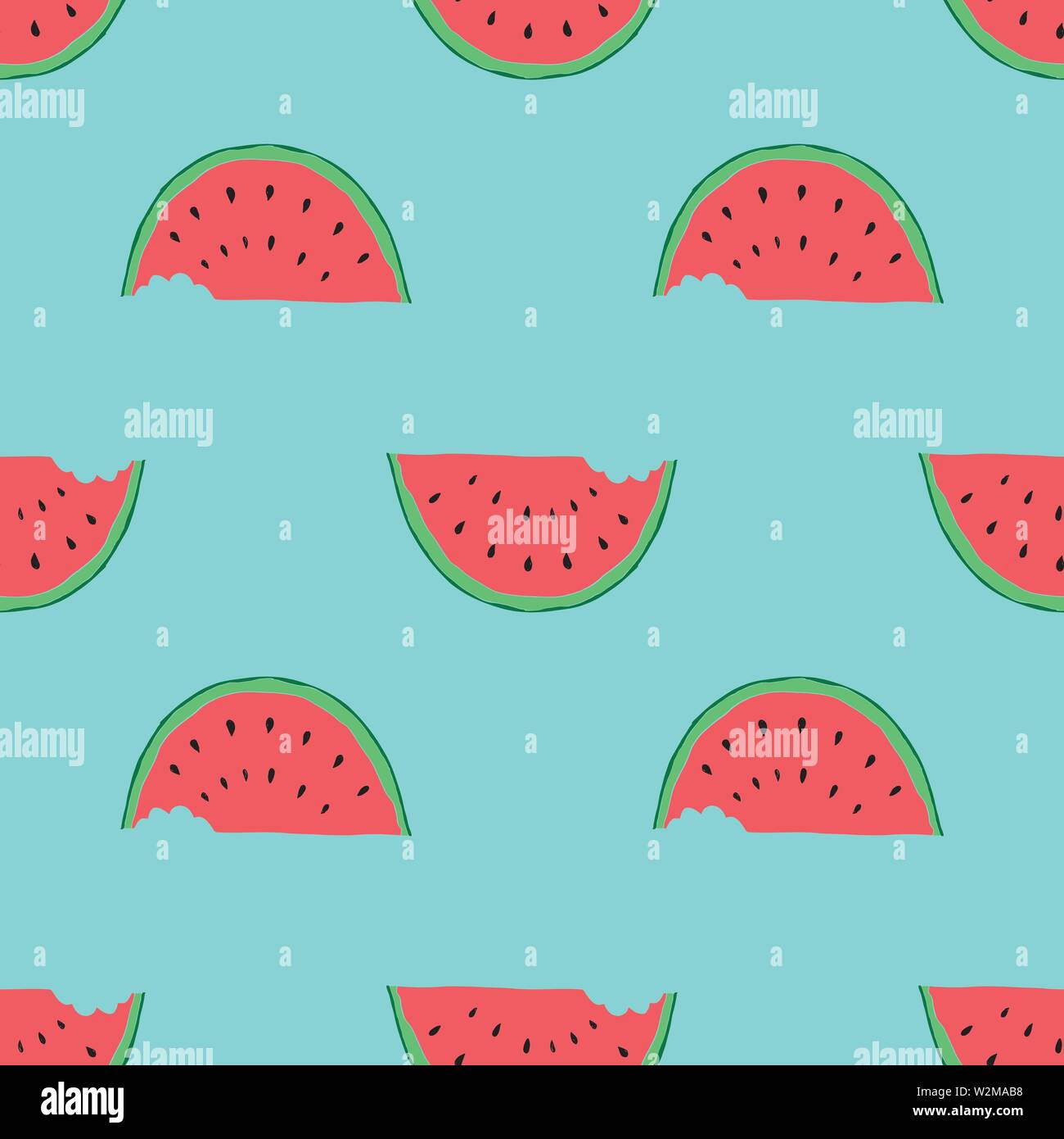 Watermelon Seamless Pattern hand drawn. Vector Illustration Stock ...