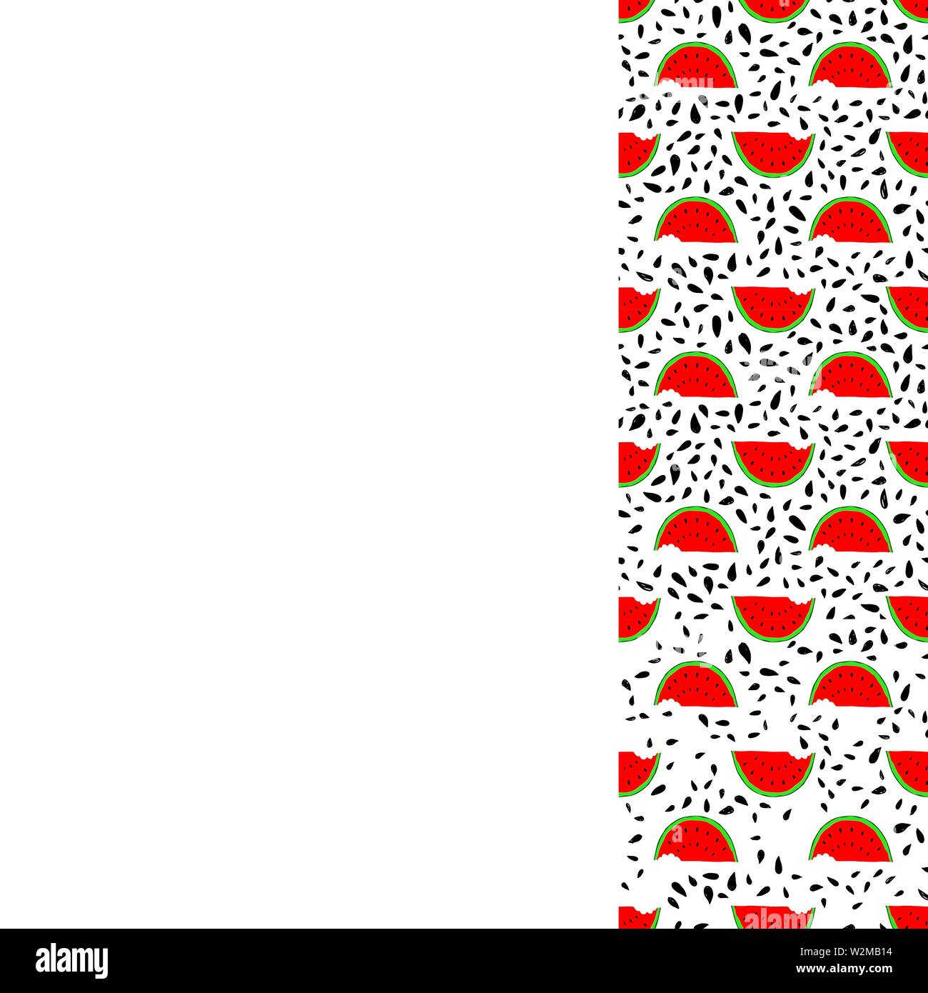 Watermelon Seamless Pattern hand drawn. Vector Illustration Stock ...