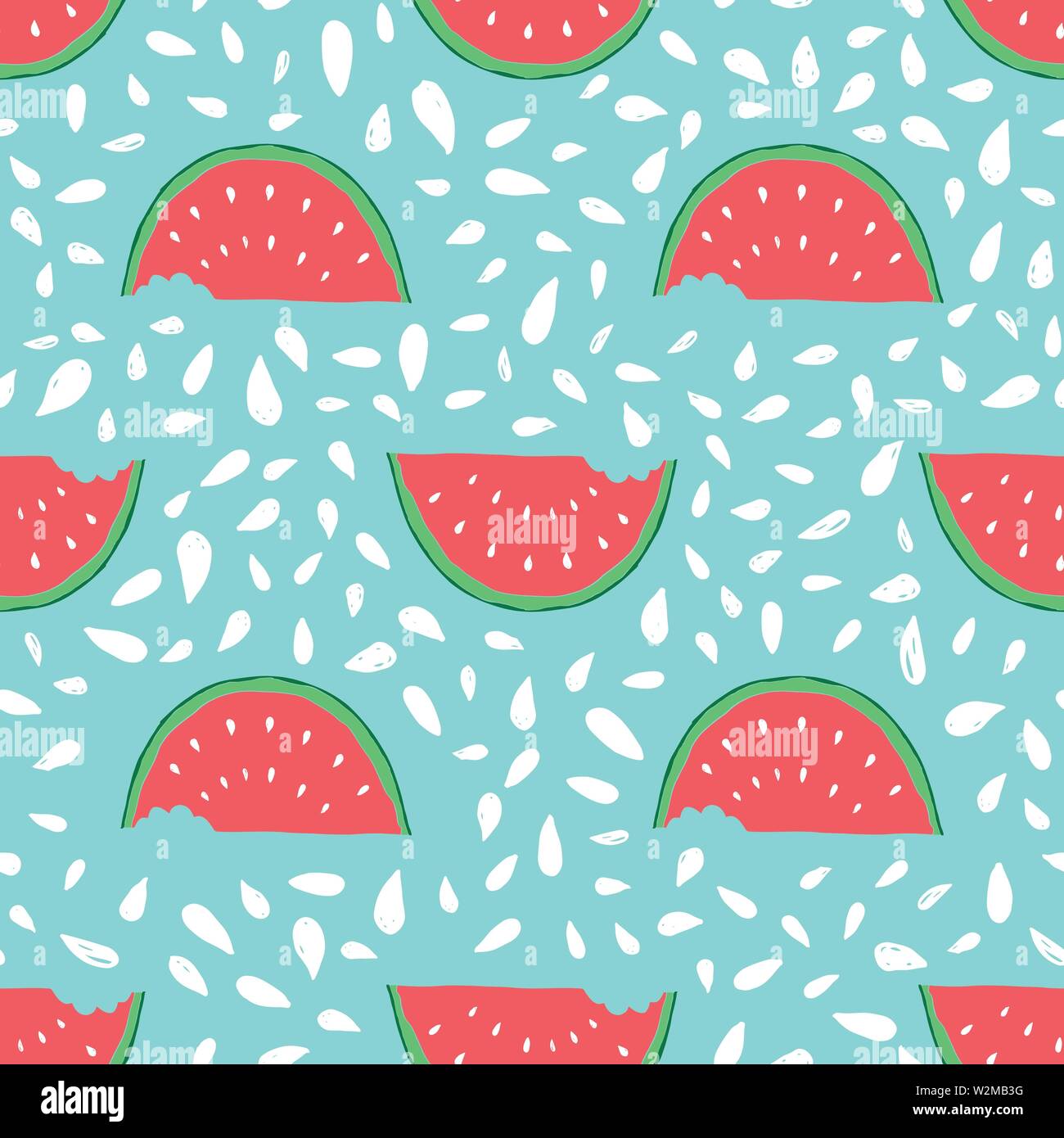Watermelon Seamless Pattern hand drawn. Vector Illustration Stock ...