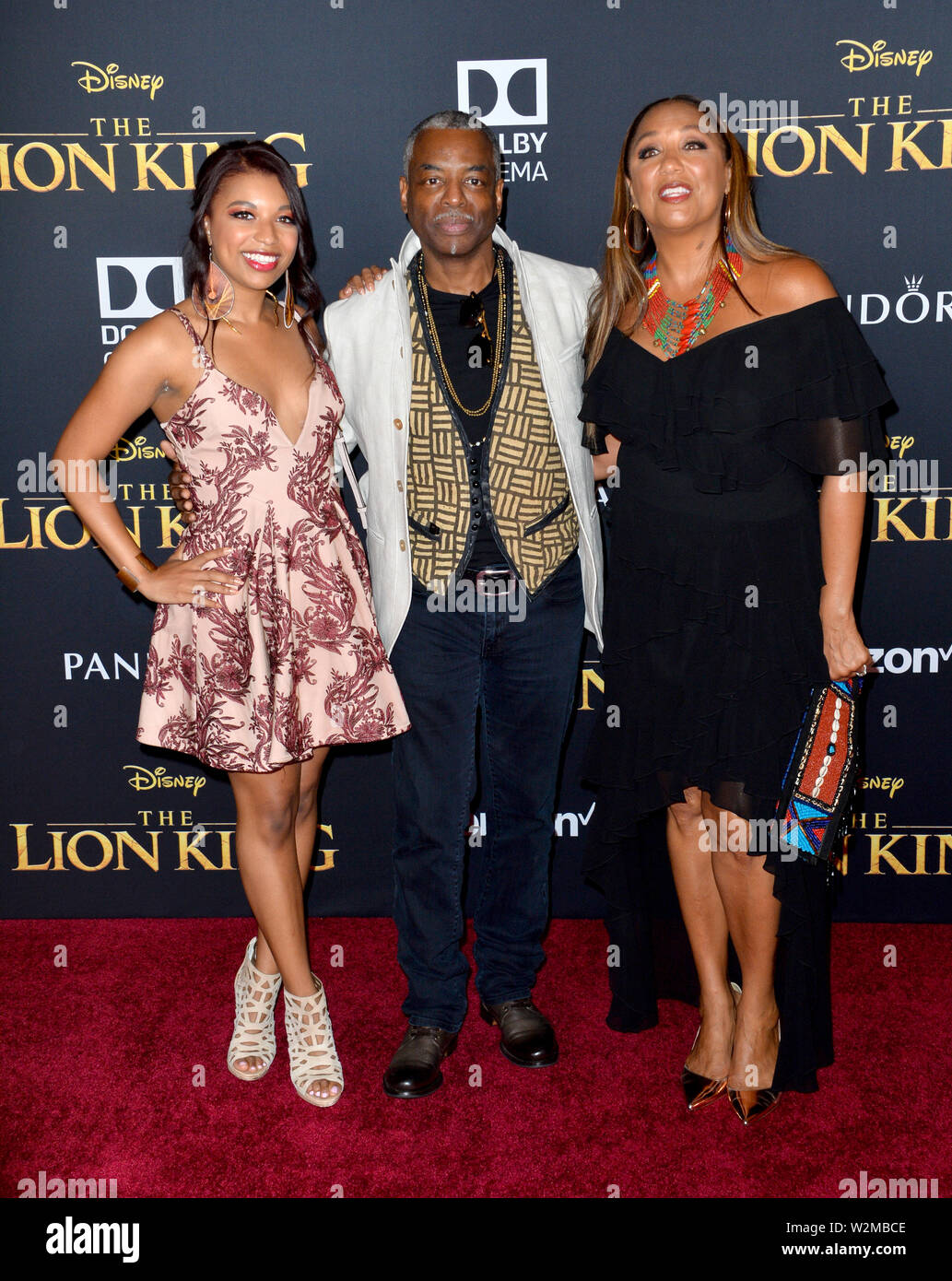 LOS ANGELES, USA. July 10, 2019: LaVar Burton, Stephanie Cozart Burton & Michaela Jean Burton at the world premiere of Disney's "The Lion King" at the Dolby Theatre. Picture: Paul Smith/Featureflash Stock Photo