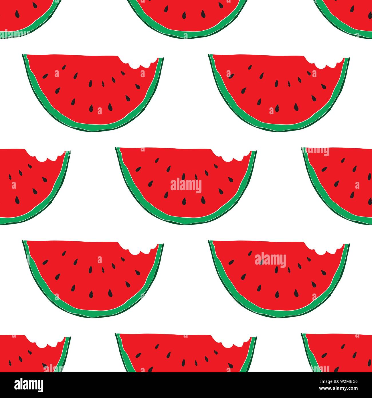 Watermelon Seamless Pattern hand drawn. Vector Illustration Stock ...