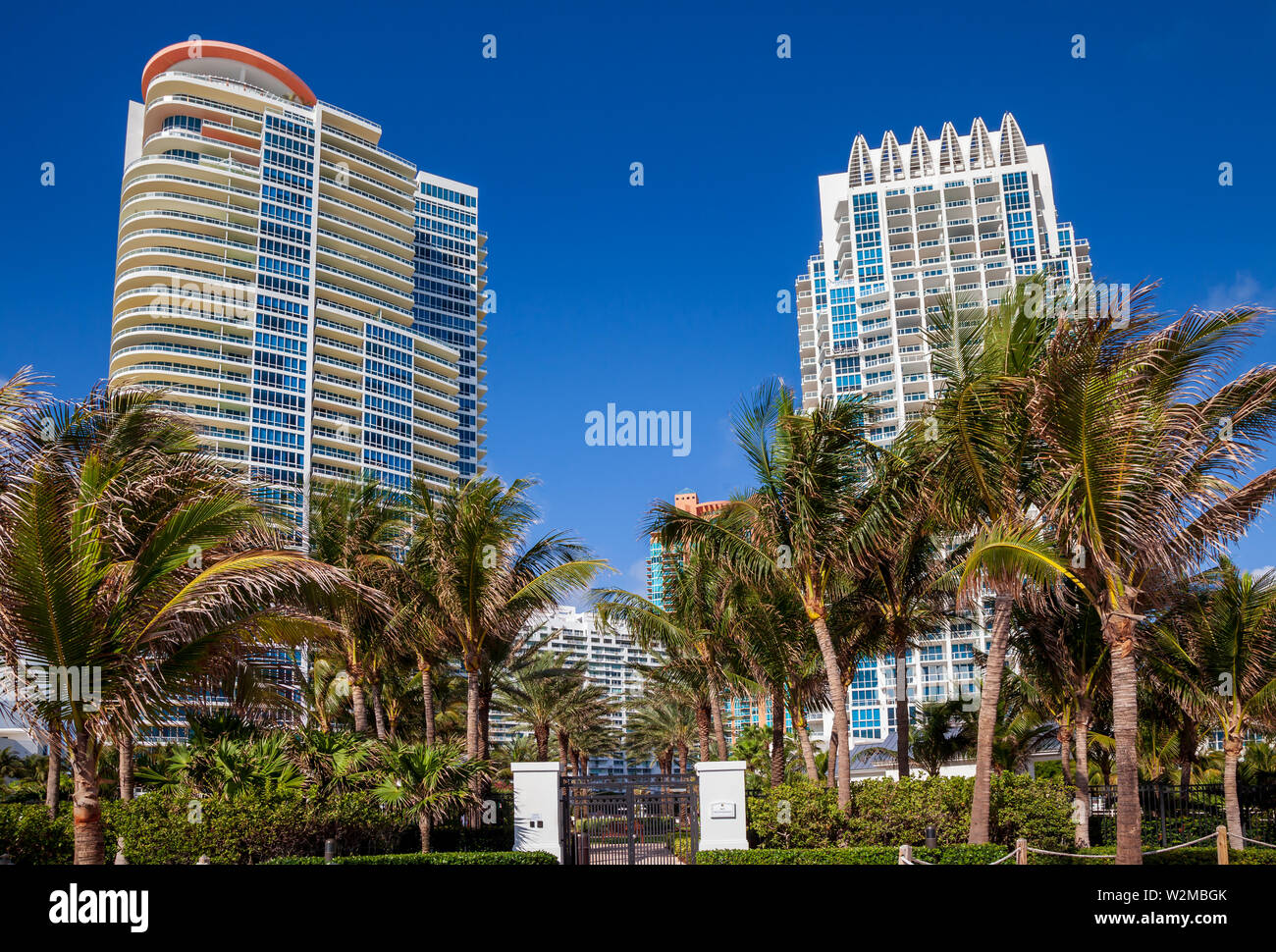 Continuum on South Beach residential skyscrapers in Miami Florida. Stock Photo