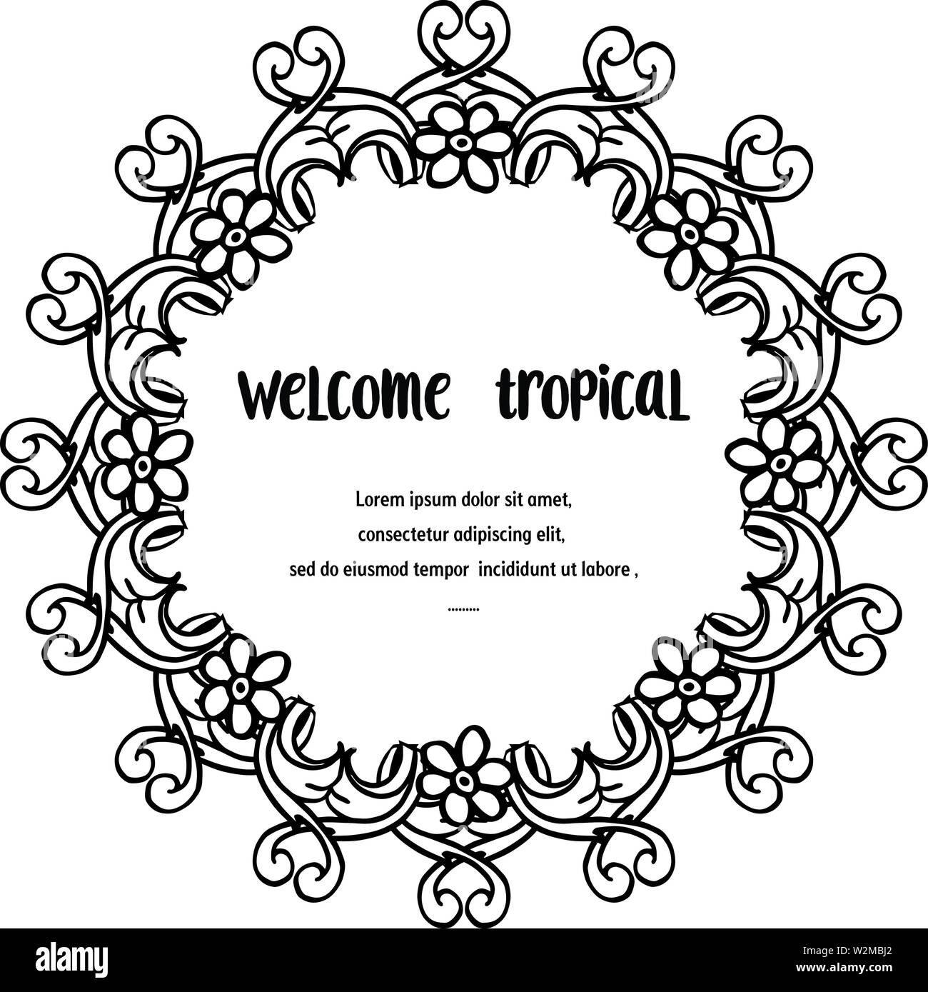 Banner Design Lettering Welcome Tropical For Card Postcard