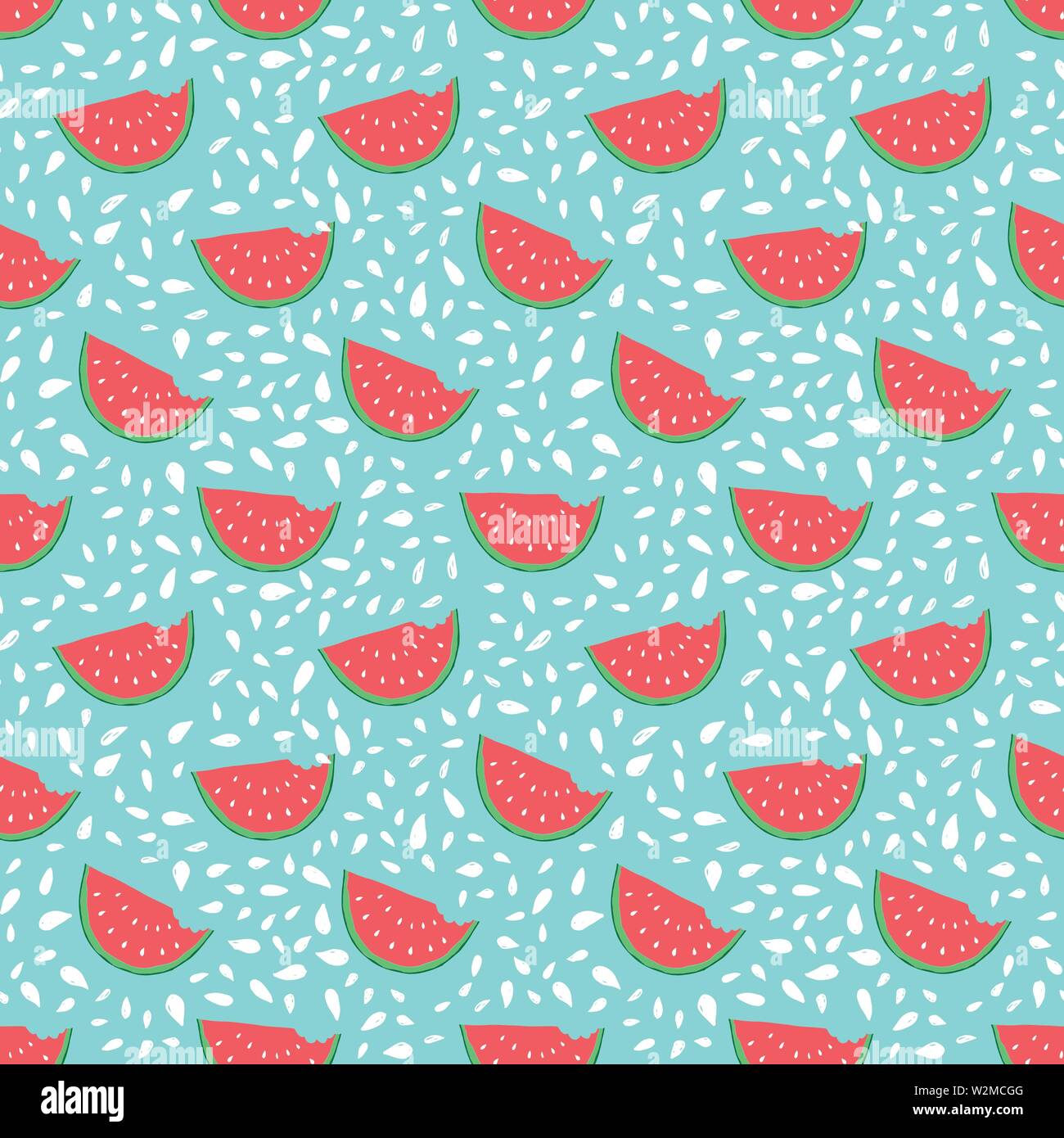 Watermelon Seamless Pattern hand drawn. Vector Illustration Stock ...