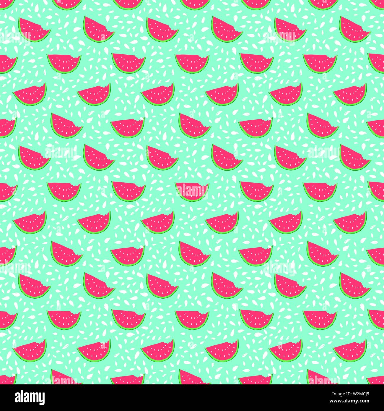 Watermelon Seamless Pattern hand drawn. Vector Illustration Stock ...