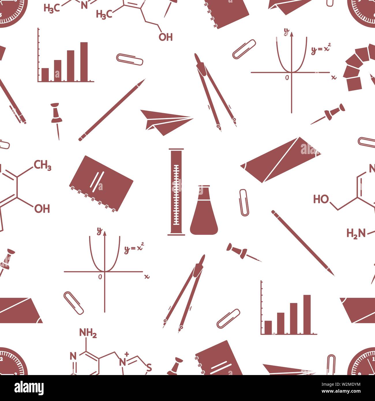 Vector seamless pattern with scientific, education elements: flasks ...