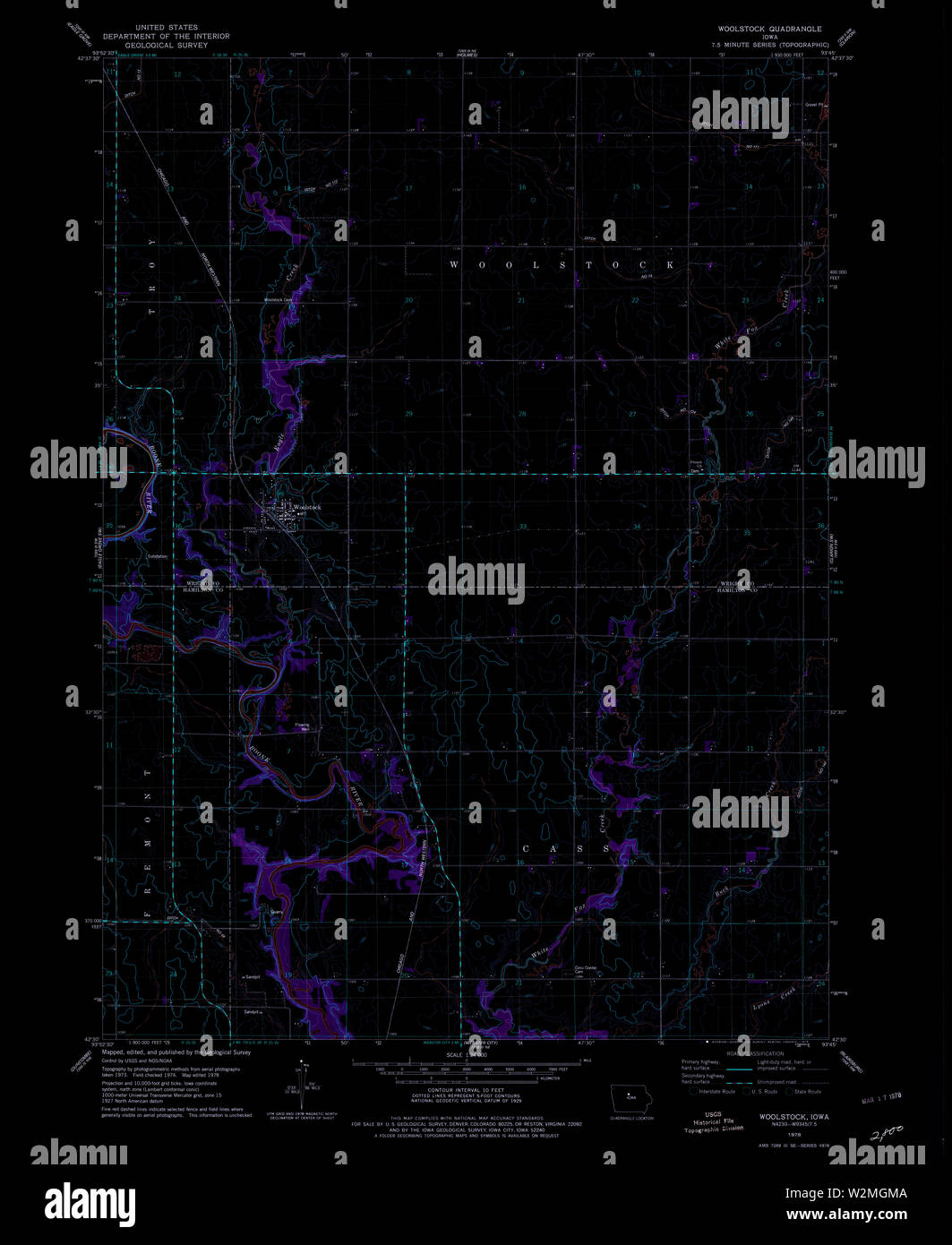 USGS TOPO Map Iowa IA Woolstock 175790 1978 24000 Inverted Restoration