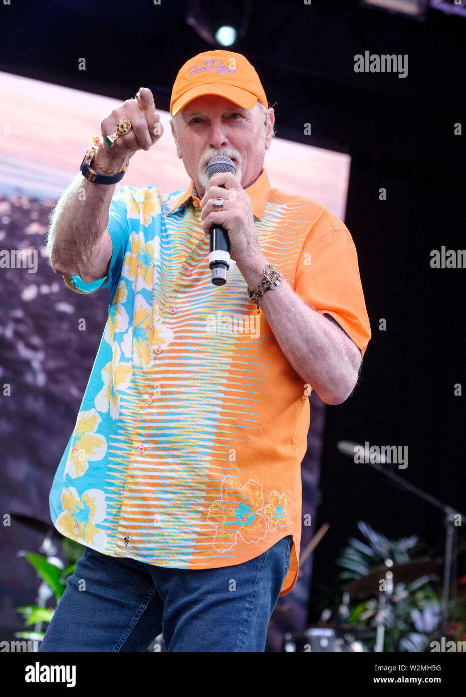 Mike Love of The Beach Boys performing at The Cornbury Music Festival, Oxford, UK. July 7, 2019 Stock Photo