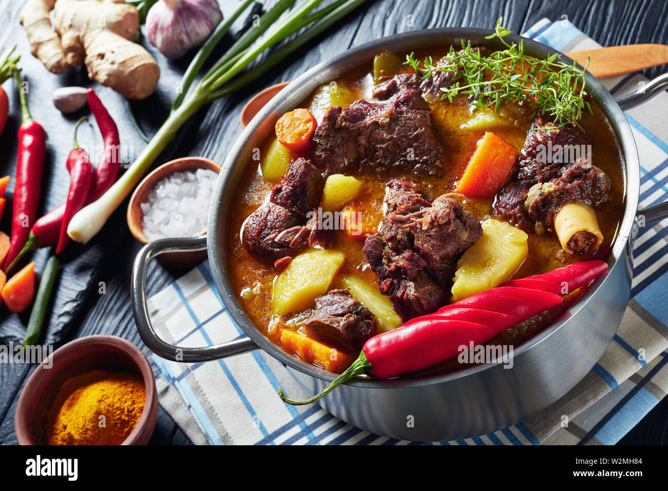 closeup of Jamaican Curried Goat slow cooked Jamaican Spiced goat