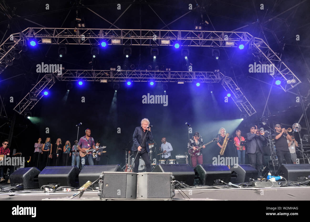 Robert Hart performing with Stax at The Cornbury Music Festival. July 7, 2019 Stock Photo