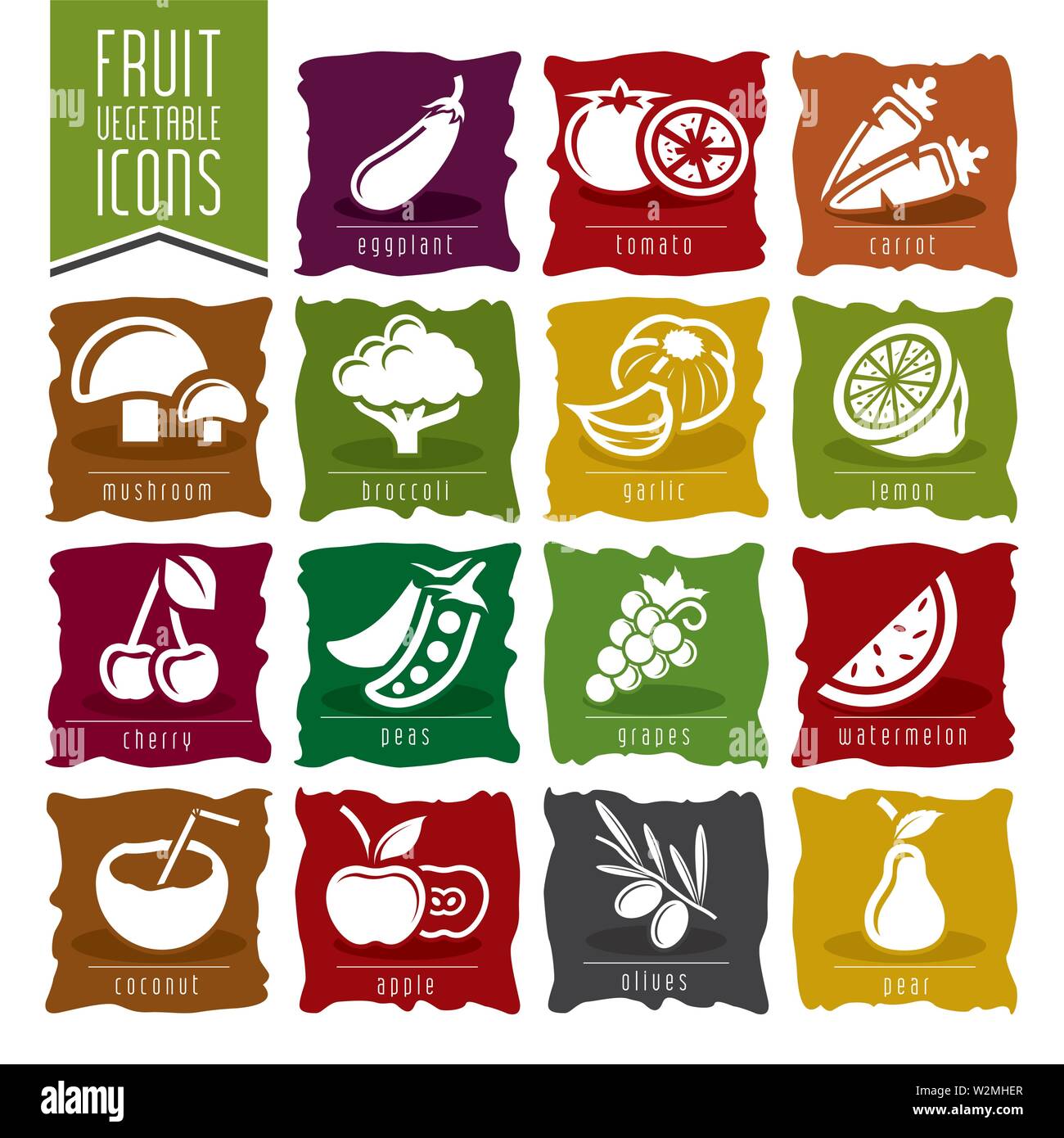 Fruit and Vegetable Icon Set Stock Vector Image & Art - Alamy