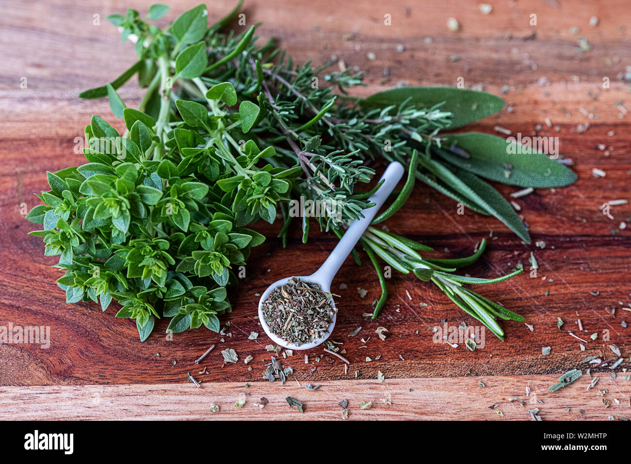 fresh and dried crushed herbs Stock Photo Alamy
