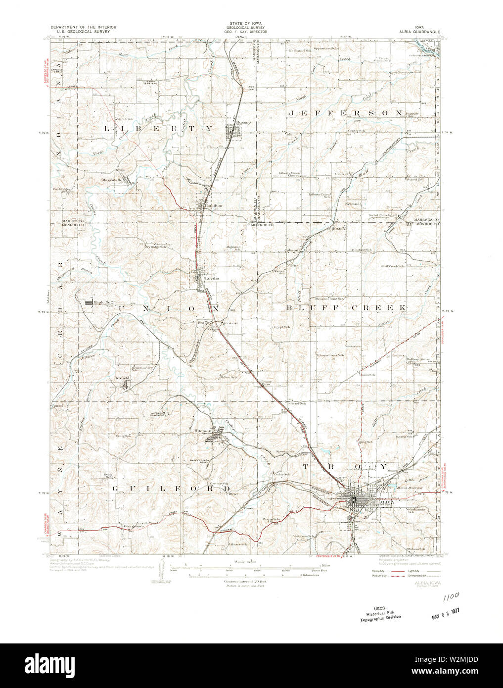 USGS TOPO Maps Iowa IA Albia 174027 1929 62500 Restoration Stock Photo Alamy