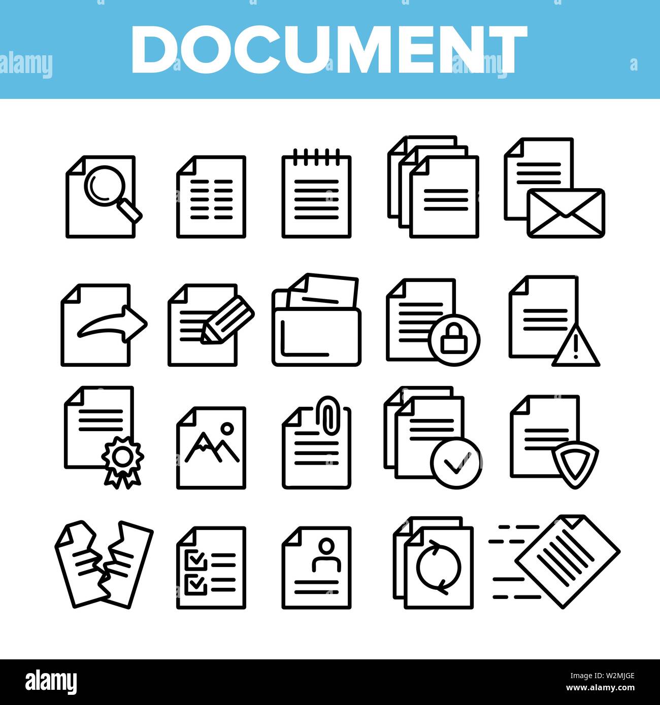 Digital, Computer Documents, File Vector Linear Icons Set Stock Vector ...