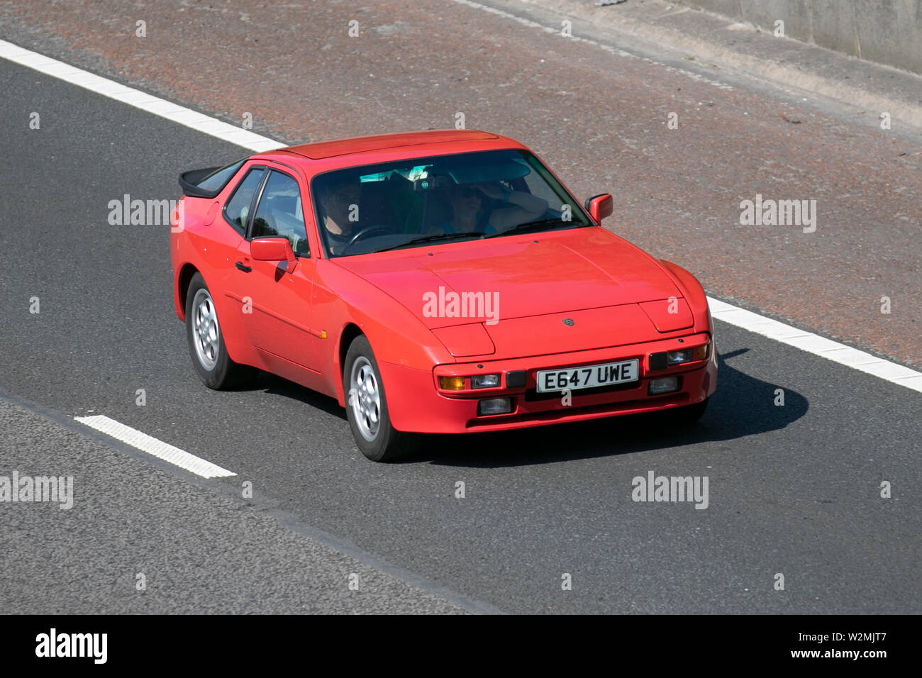 1988 80s red Porsche 944; Motoring classics, historics, vintage motors and collectibles 2019; Leighton Hall transport show, cars & veteran vehicles of yesteryear on the M6 motorway near Lancaster, UK Stock Photo