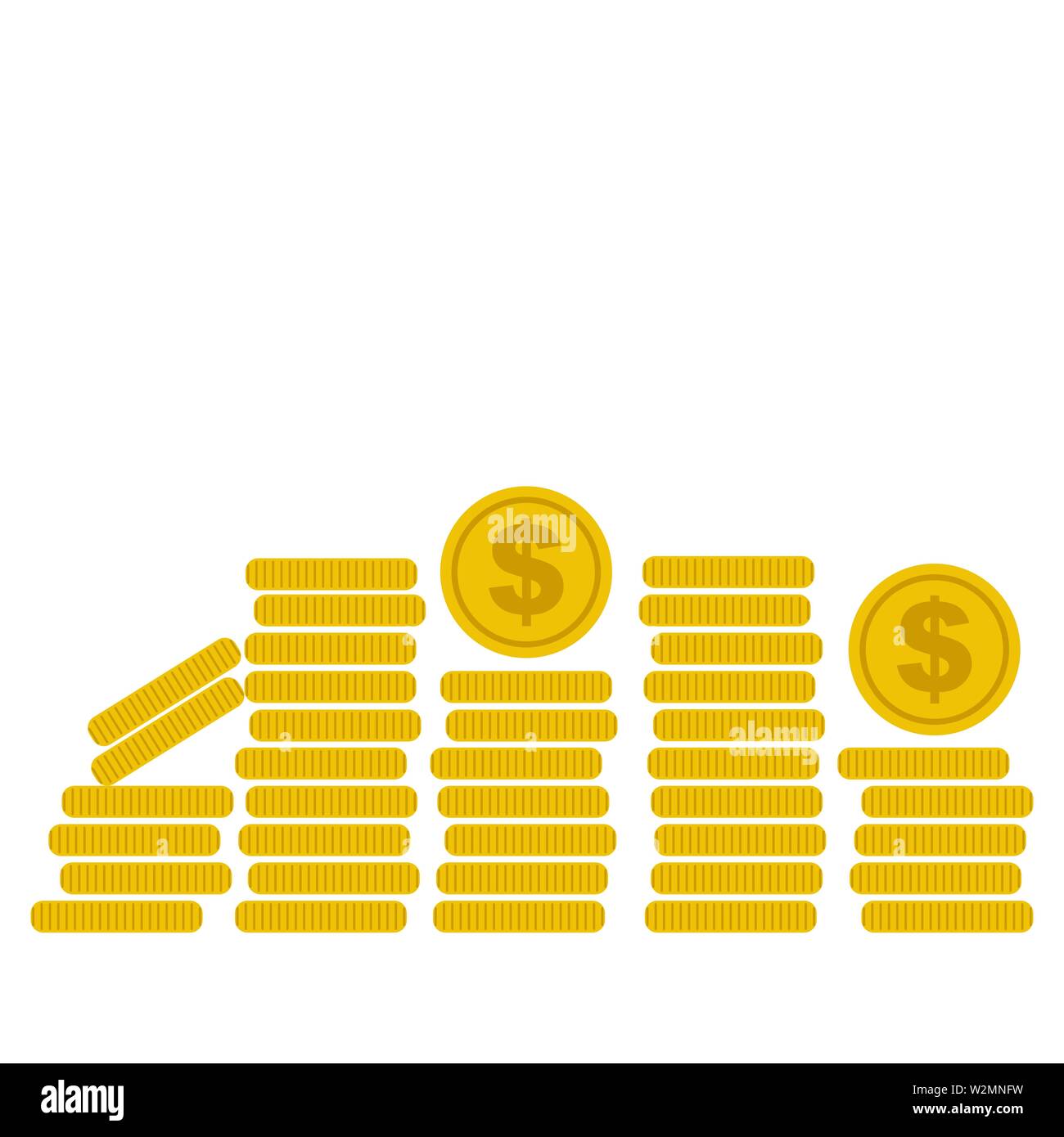 Money coins piles isolated on white background Stock Vector Image & Art ...