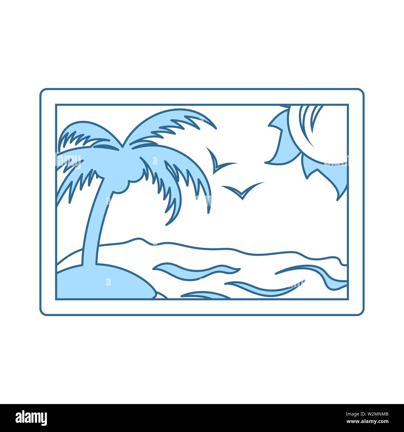 Landscape Art Icon. Thin Line With Blue Fill Design. Vector ...