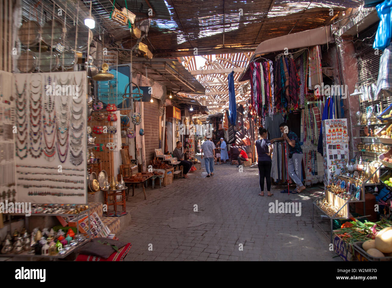 Souk in Medina in Marrakech, Morocco Stock Photo