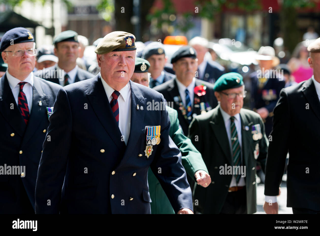 Veterans in the Armed Forces Day parade, Banbury, UK Stock Photo