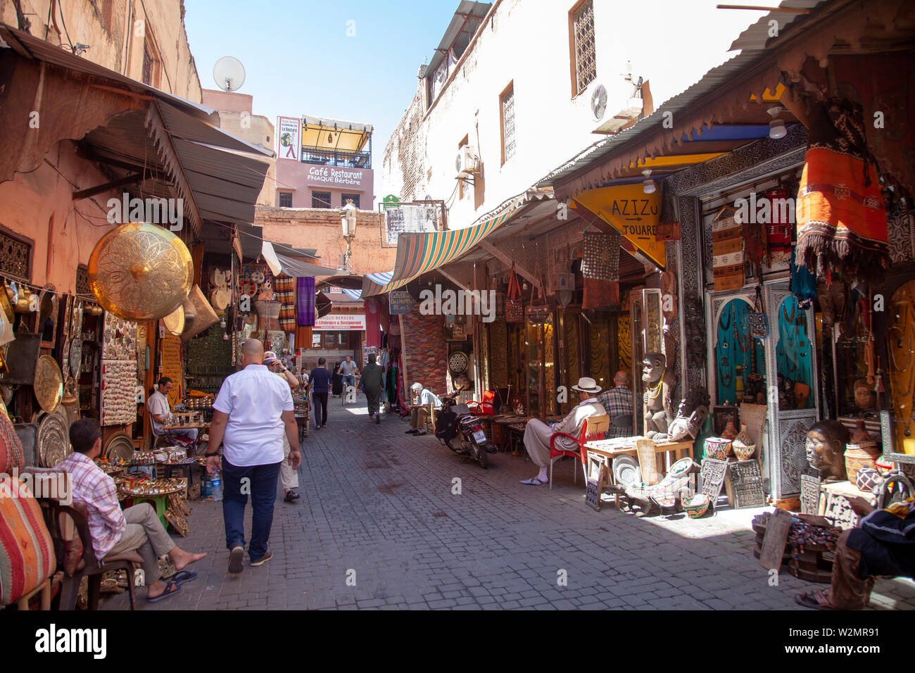 Souk in Medina in Marrakech, Morocco Stock Photo